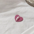 Dark pink heart phone case hook accessory with white hook on white linen texture - Small Heart Pendant / Rose Red