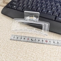 Detailed measurement of an 8.5cm clear square hair claw clip with metal spring mechanism - Clear White
