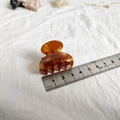 Detail view of 4cm amber tortoiseshell acetate hair claw clip with size ruler measurement - Coffee Leopard
