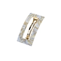 Elegant rectangle acetate hair clip with cream marble texture and gold spring clasp - Cream Marble Style