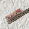 Pink marble resin hair clip size detail showing 8.5cm length with measuring scale - Pink Series