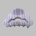 Macro view of light purple striped cloud hair claw clip with glossy wavy edges - Purple Stripe