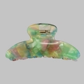 Pince à cheveux vintage 10cm en acétate avec motif marbré coloré et ressort - Vert Émeraude Sirène