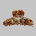 Pinza per capelli vintage in acetato da 10 cm con motivo tartarugato marrone e bianco - Marrone Floreale