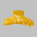 Grande molletta per capelli in acetato ambrato con trama a conchiglia lucida e molla - Giallo