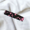 Detail shot of French acetate hair clip with pink tortoiseshell pattern on white silk - 8# Black Pink Red System