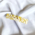 Detail of rectangular acetate hair clip with yellow marble texture on white silk fabric - 10# White Light Yellow System