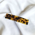 Macro detail of tortoiseshell pattern on high-quality acetate hair clip for women - 11# Dark Leopard Print