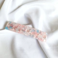 Macro detail of rectangle acetate hair clip with pink and blue marble texture - 12# Pink Blue System