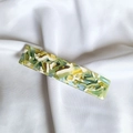 Macro detail of French acetate ponytail hair clip with colorful marble pattern on silk - 14# Light Green Transparent System
