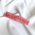 Macro shot of pink and white marble acetate hair clip on soft white satin background - 15# Rose Red System