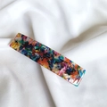 Detail of rectangular acetate hair clip with colorful marble pattern on silk - 21# Floral Pattern System