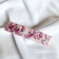 Close-up of pink marble acetate hair clip on white silk fabric background - 22# Rose Red White System