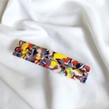Detailed close-up of French acetate hair clip featuring colorful abstract stone patterns - 25# Yellow Red Purple System