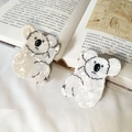 Französischer Koala Haarklammer aus Acetat mit Perlglanz-Textur für Damen Haar-Accessoires - Kombinationsstil / Marmorweiß