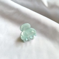 Mini mint green acetate hair claw clip with marble texture on white fabric - Emerald Green
