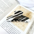 Macro detail of large marble pattern hair claw clip on an open book background - Black and White Texture-11cm
