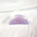 Pale purple acetate shark hair claw clip with COSY rhinestone lettering and marble texture - Violet
