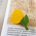 Elegant bright yellow tulip hair claw clip made of acetate with green leaf details - Yellow