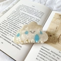 French cloud-shaped hair claw in cream white with a cute smiling face and blue raindrops - Raindrop Style 8.5cm