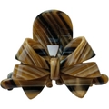 French vintage acetate bow hair claw clip with brown marble pattern on white background - Brown Striped Texture