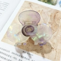 Iridescent lavender acetate flower hair claw clip with pearlescent finish for women - Light Transparent Purple