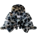French vintage style acetate bow hair claw with black stars on cream background - Beige Star Pattern