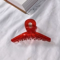Elegant transparent bright red acetate hair claw clip with glossy finish for thick hair - Red