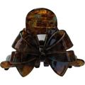 French vintage style acetate hair claw clip with tortoise shell pattern and bow design - Amber Tortoiseshell Pattern (Korean Style)