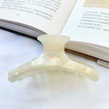 Elegant large cream marble acetate hair claw clip with strong metal spring for thick hair - Mermaid White (Cloud Pattern)