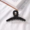 Elegant large black acetate hair claw clip with marble texture for updo hairstyles - Black