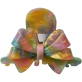 Elegant French acetate hair claw with colorful marble butterfly design and texture - Multicolor