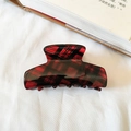 Elegant French red plaid acetate hair claw clip with a glossy finish for hair styling - Dark Red Plaid
