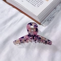 Elegant purple marble acetate hair claw clip with high-quality metal spring for women - Pink Marble Pattern