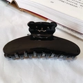 Molla per capelli a forma di orsetto nero lucido con strass per acconciature - nero puro