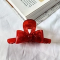 Pinza per capelli vintage francese con fiocco rosso traslucido in resina acetata - Rosso