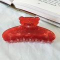 Pinza per capelli in acetato rosso traslucido con carino design a testa di orso - Rosso