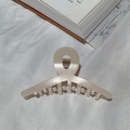 Minimalist cream white acetate hair claw clip with cross loop design and glossy finish - Satin White