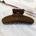 Pinza per capelli in acetato caffè scuro con simpatico orso di strass su panno - Caffè