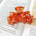 French style tortoise shell acetate hair claw clip with star patterns for women - Orange Red Series