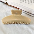 Pinza per capelli a forma di orso beige crema in acetato con strass e denti grandi - Bianco avorio