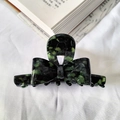Pinza per capelli in acetato tartarugato verde scuro con fiocco elegante - Grana Nera e Verde