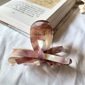 Eleganter Haarklammer mit lila-bernsteinfarbenem Perlmutt-Schleifendesign aus Acetat - Floral Violett