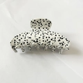 French style acetate hair claw clip featuring chic white and black dalmatian spots - White Spotted