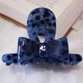 Dark blue acetate bow hair claw clip with star patterns and elegant vintage style - Blue With Star Pattern