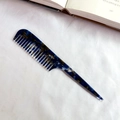 Peine de púa de acetato con patrón de carey azul y marrón para el peinado del cabello - Floral Azul