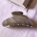 Large acetate hair claw clip with blue and grey marble ink pattern for sleek updos - Gray Marble Texture