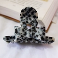 Chic black and white acetate bow hair claw clip with star patterns on vintage book - Beige With Star Pattern