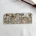 Portable acetate wide-tooth comb in blue and beige marble pattern for thick curly hair - Grey Blue Floral