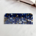 Elegant blue marble acetate wide-tooth hair comb for styling wavy and curly hair - Blue Floral